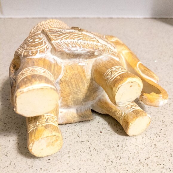 Carved Elephant Tea Light Holder Boho Decor Travel Animal Figure Hippie College - Picture 3 of 3